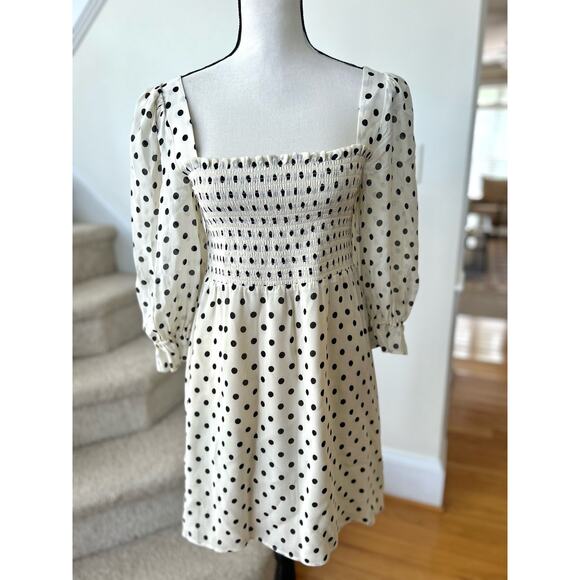 Reformation Dresses & Skirts - Reformation Zaria Portofino White & Black Polka Dot Mini Dress